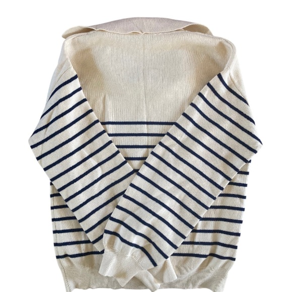 Paris Atelier & Other Stories Relaxed Collar Sweater NWOT Intarsia Knit Stripe - Picture 6 of 10